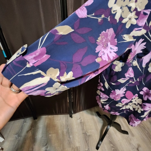 Catherines  floral georgette button down roll tab sleeves  3x nwt work Wear - Picture 5 of 12